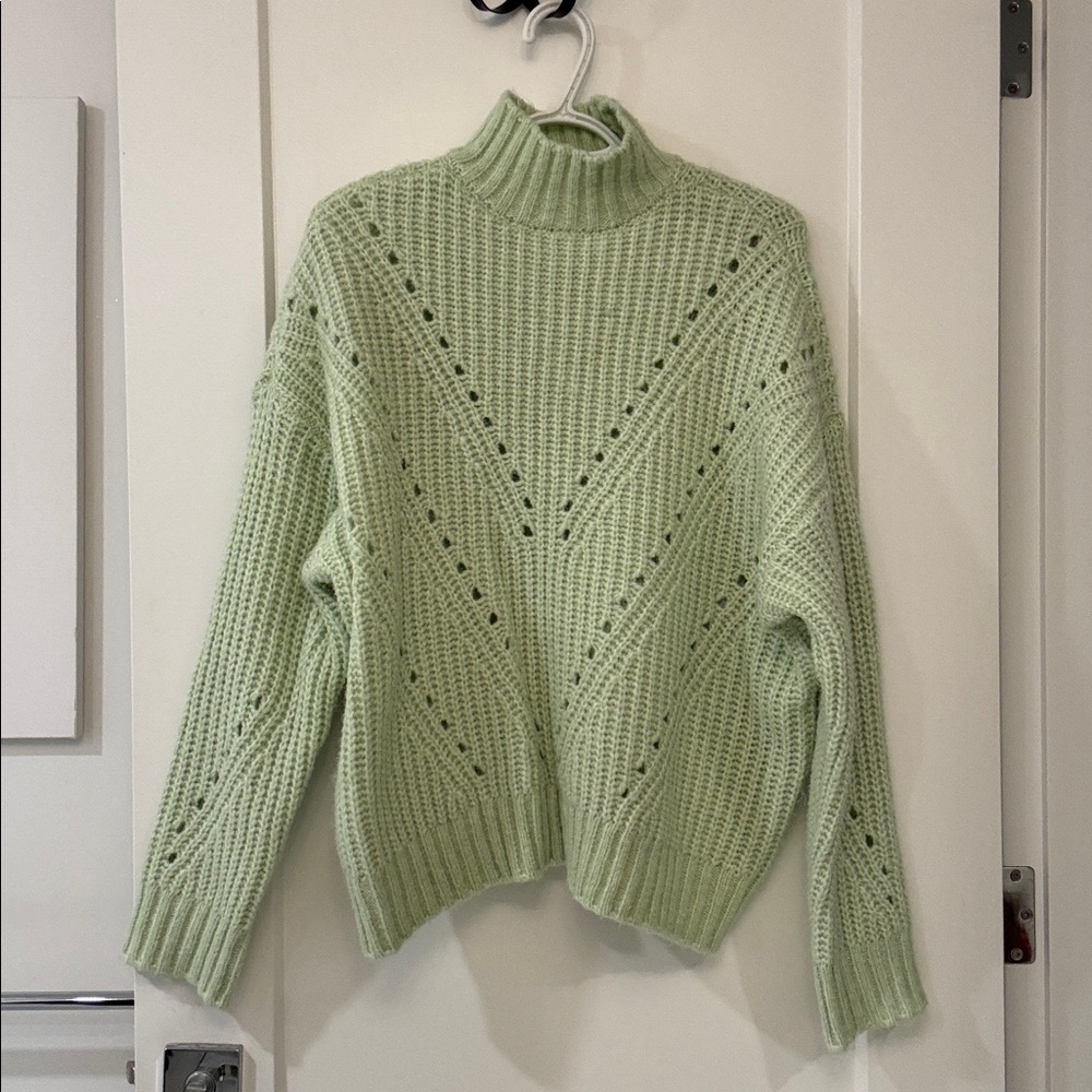 a.n.a Light Green Knit Turtleneck Sweater